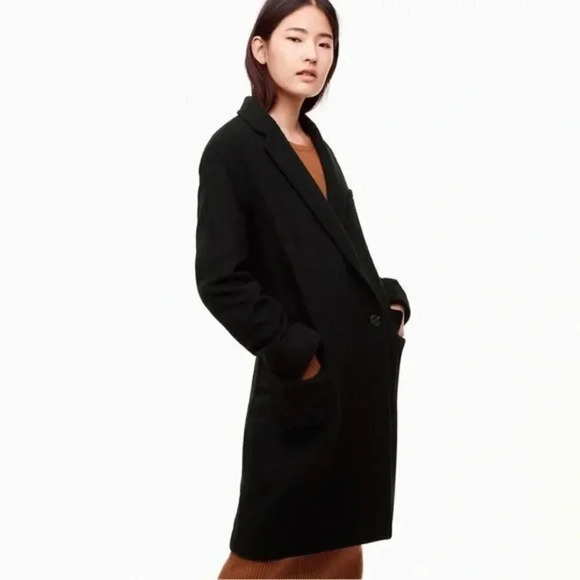 Aritzia The Group Babaton Women's Black Wintour Long Wool Cashmere Coat - Size S - Picture 5 of 5